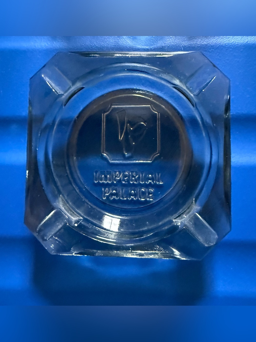 Imperial Palace Clear Glass Ashtray with Embossed Logo vintage